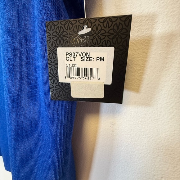 Ming Wang Sleeveless Top Bright Blue High Collar Women’s Size PM Petite Medium - Picture 11 of 11